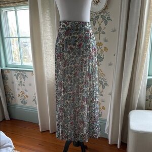 Sézane Floral Pleated Midi Skirt